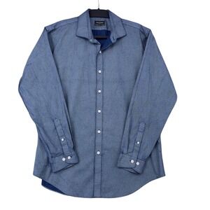 Esquire Performance Slim Fit Dress Shirt Mens 17 34/35‎ Blue Geometric Non Iron